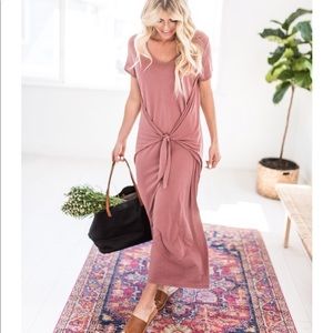 JessaKae Mauve Front Tie Maxi Dress
